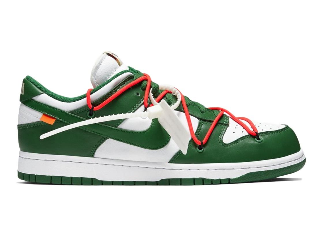 Nike Dunk Low off-White, зеленый с белым, кожа, мужские