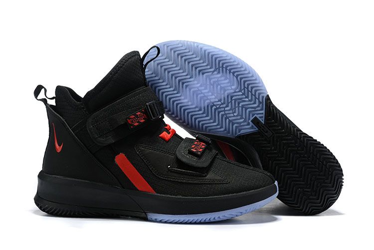 Nike Lebron Soldier 13, черный с красным, нейлон, текстиль, мужские