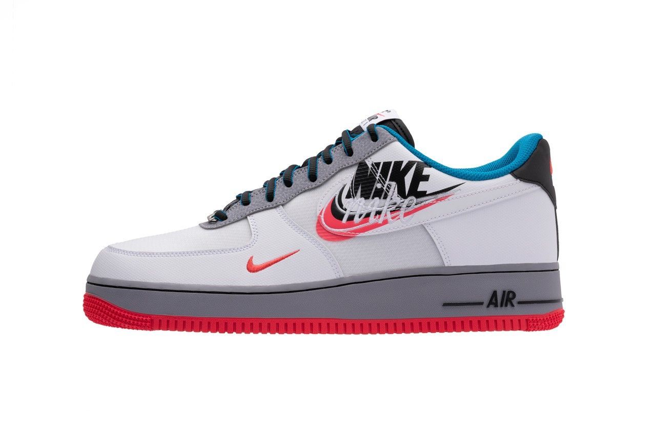 Nike Air Force 1 LV8 "Script Swoosh" белые с серым, кожа-нейлон, мужские