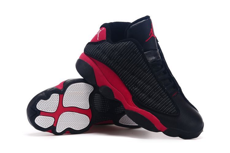 Nike Air Jordan 13 Retro Black/Red, черный с красным, текстиль, кожа, мужские