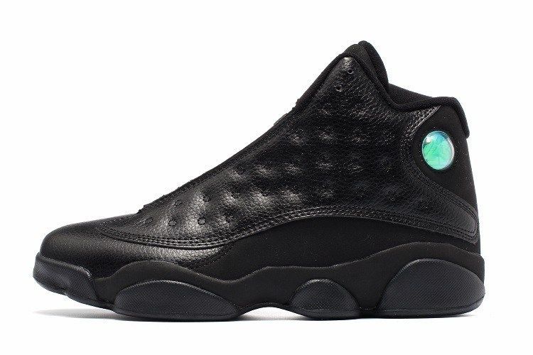 Nike Air Jordan 13 Retro All Black, черные, кожа, мужские