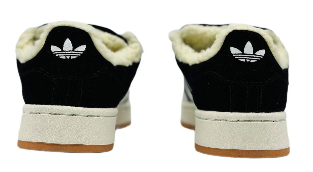 Adidas Campus Black/White с мехом