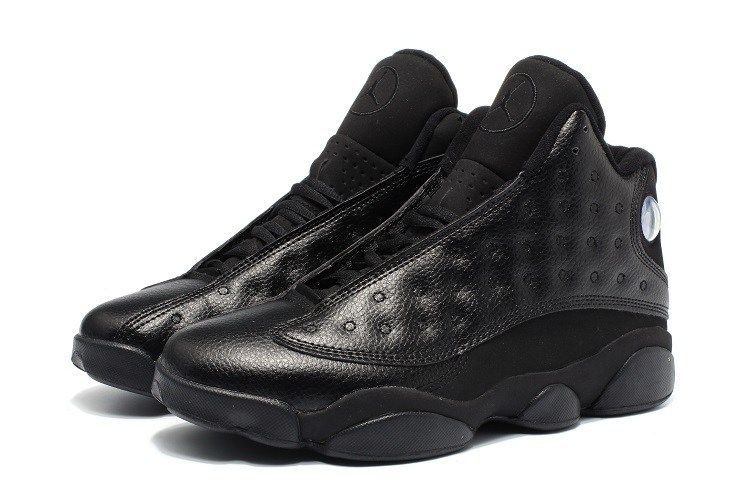 Nike Air Jordan 13 Retro All Black, черные, кожа, мужские