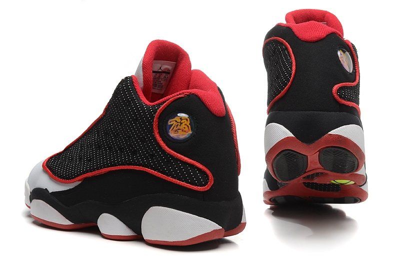 Nike Air Jordan 13 Retro, черный с белым и красным, текстиль, кожа, мужские