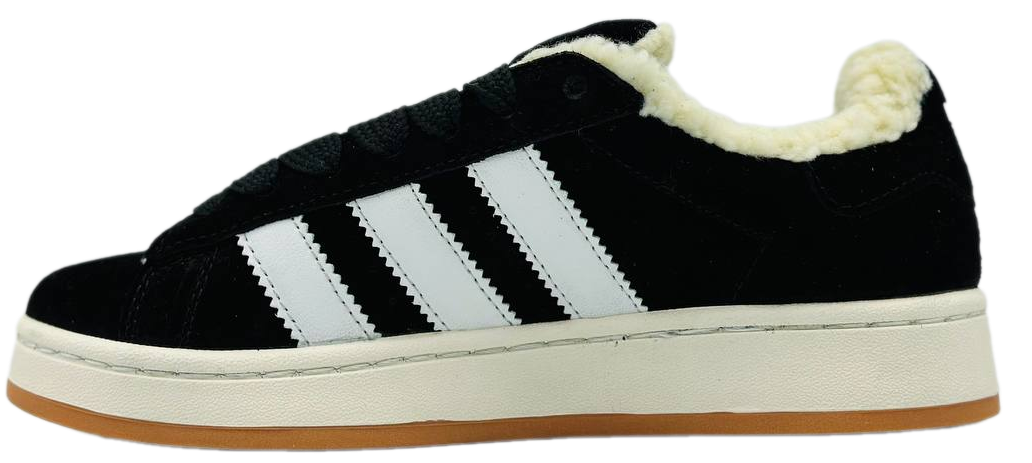 Adidas Campus Black/White с мехом